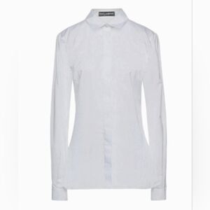 Dolce & Gabbana White Cotton Collared Long Sleeves Shirt Top